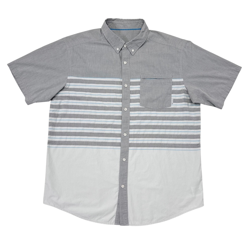 Mountain Hardwear Shirt Mens Size Large Gray Short Sleeve Button Down Hiking